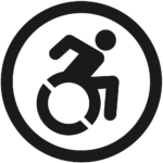 Symbol: Für gehbehinderte oder auf einen Rollstuhl angewiesene Menschen zugänglich​